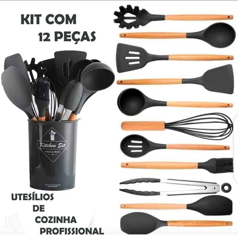 Jogo Kit C/12 Peças Utensílios De Cozinha